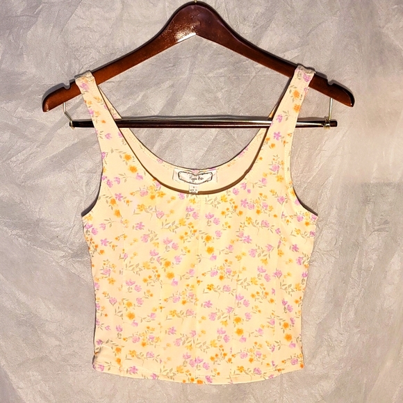 Hippie Rose Tops - Hippie Rose Bone Floral Mesh Tank